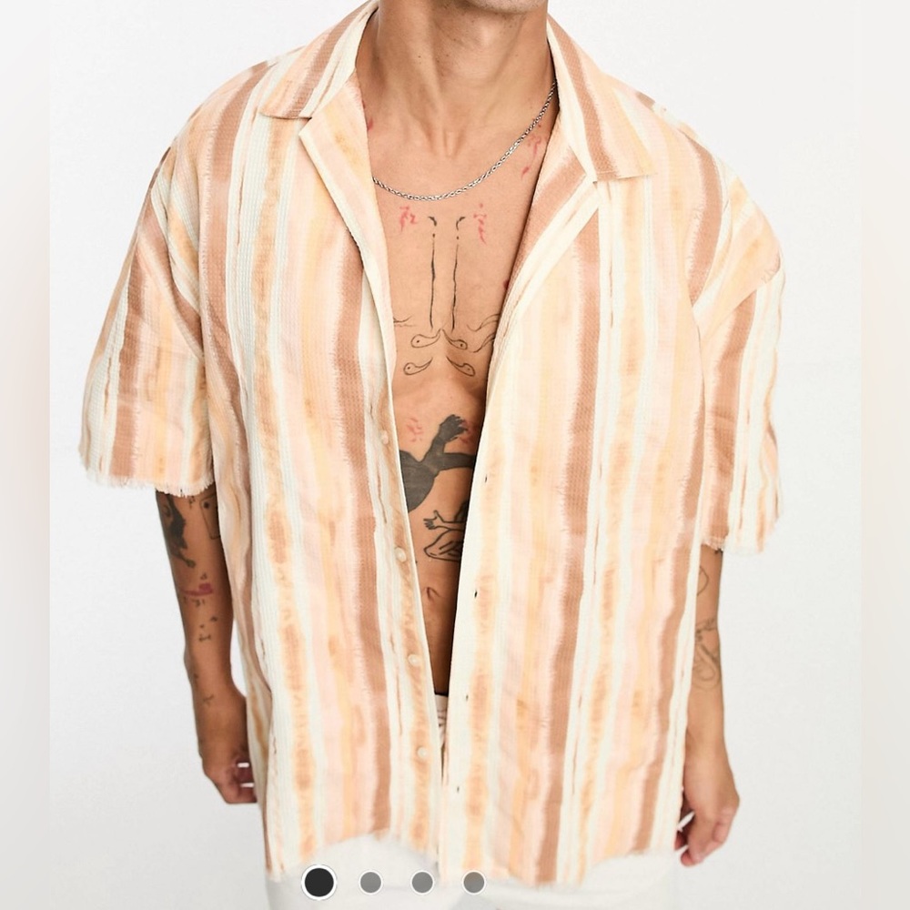 NWOT Reclaimed Vintage Size M Short Sleeve Waffle Collared Shirt